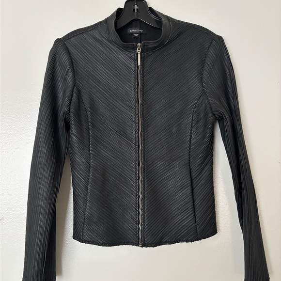 RARE Bebe Genuine Leather Perforated Gorgeous Jacket with some stretch - Picture 3 of 13